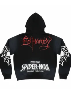Ed Hardy Heart Web Boxy Spider Man Brand New Day Fleece Black Hooded Jacket back view
