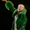 Ed Sheeran’s tour Macklemore green coat