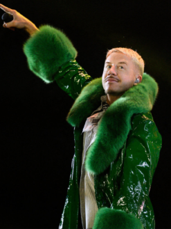 Ed Sheeran’s tour Macklemore green coat