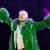 Ed Sheeran’s tour Macklemore leather coat