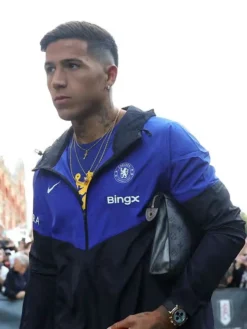 Enzo Fernández Chelsea Bingx Blue And Black Nike Windrunner Jacket