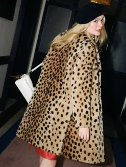 Fashion Show Elle Fanning Leopard Print Coat
