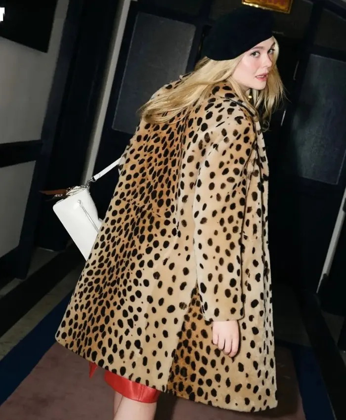 Fashion Show Elle Fanning Leopard Print Coat