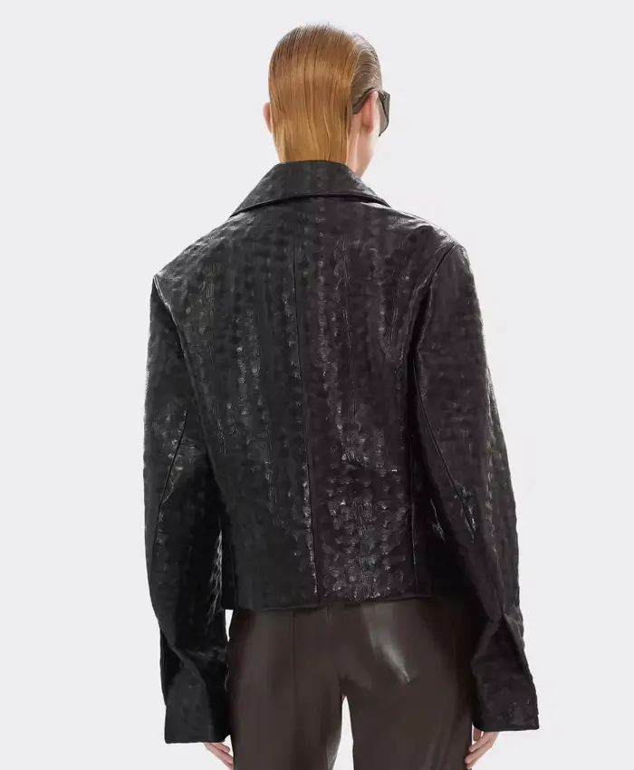 Ferrari Black Leather Blouson Jacket Back