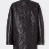 Ferrari Black Leather Crocodile Style Blouson Jacket