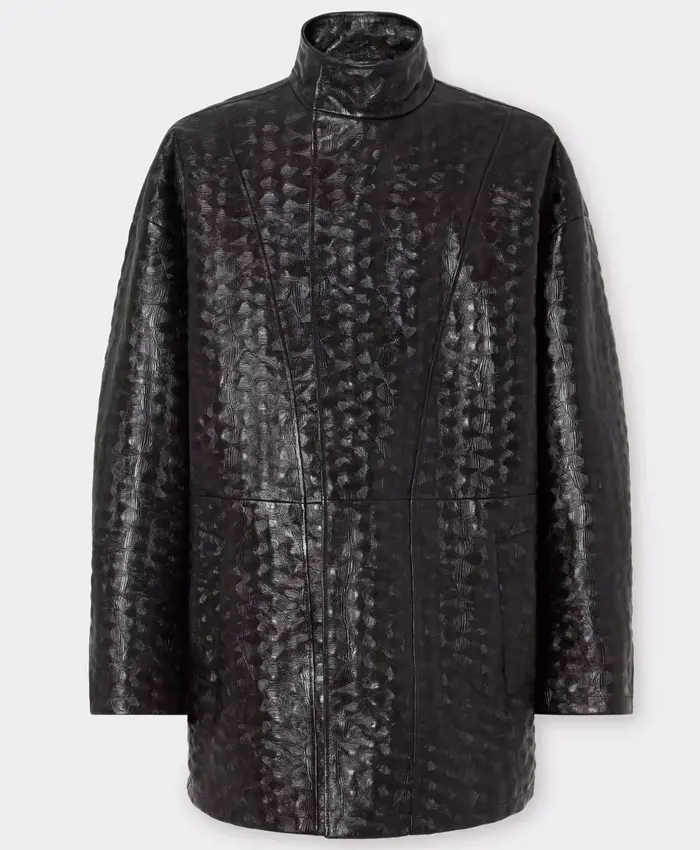 Ferrari Black Leather Crocodile Style Blouson Jacket