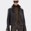 Ferrari Black Leather Crocodile Style Women Blouson Jacket