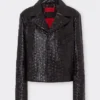 Ferrari Crocodile Style Black Leather Blouson Jacket