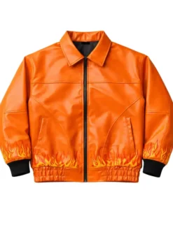 Flame-Style-Skull-Embroidered-Orange-Bomber-Leather-Jacket-For-Sale