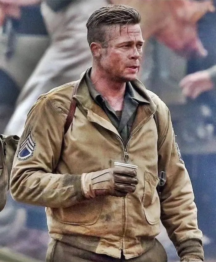 Fury Brad Pitt Military Bomber Jacket