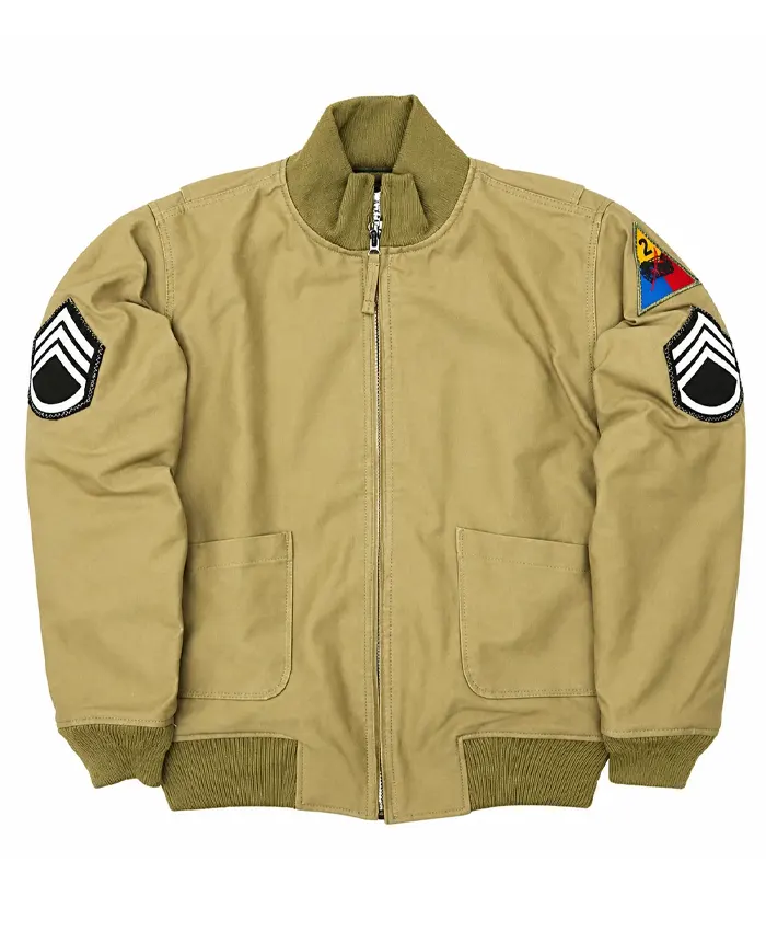 Fury Brad Pitt Military Cotton Bomber Jacket For Sale