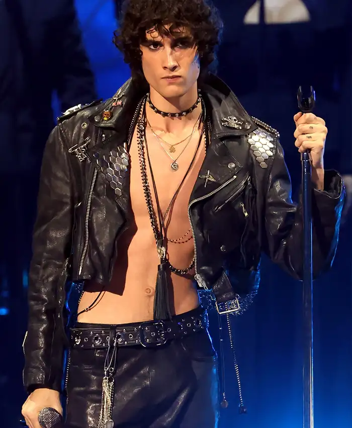 George Michael 2026 MTV Video Music Awards Los Angeles Black Biker Leather Jacket front view