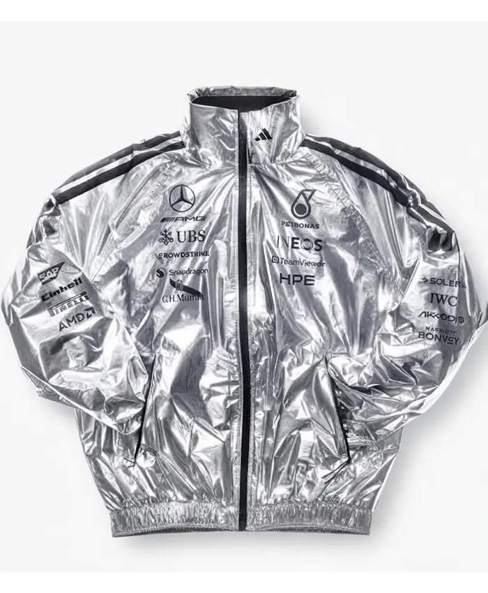 Get Adidas x Mercedes Amg Petronas Formula 1 Team Silver Bomber Jacket For Men and Women