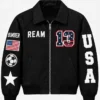 Get Now United States Men's National Soccer Team Black Leather Bomber Jacket