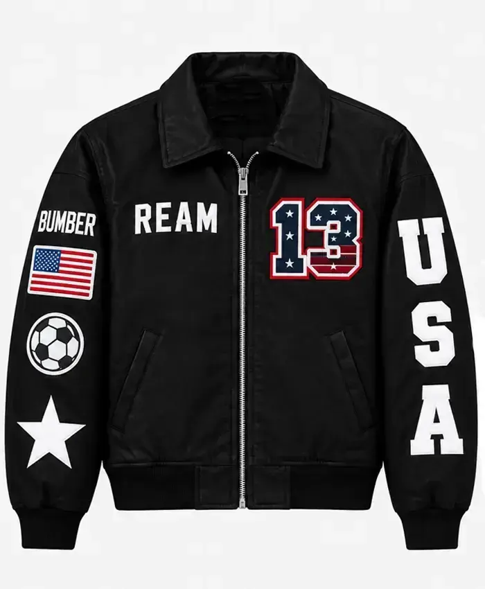 Get Now United States Men's National Soccer Team Black Leather Bomber Jacket