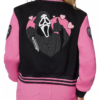 Ghost Face Heart Cropped Varsity Jacket