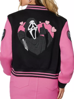 Ghost Face Heart Cropped Varsity Jacket
