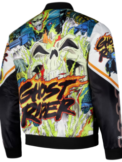 Ghost Rider Chalk Line Fanimation Black Satin Jacket