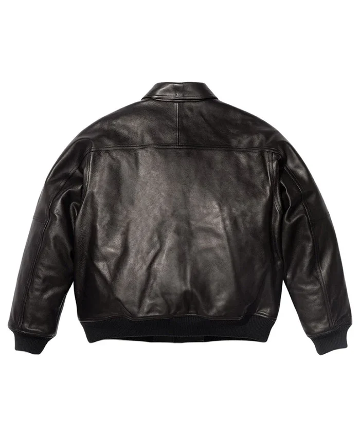 Grab Supreme x A.PRESSE Fall Winter 2026 Black Leather Jacket back view