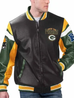 Green-Bay-Packers-Black-Varsity-Full-Zip-Leather-Jacket