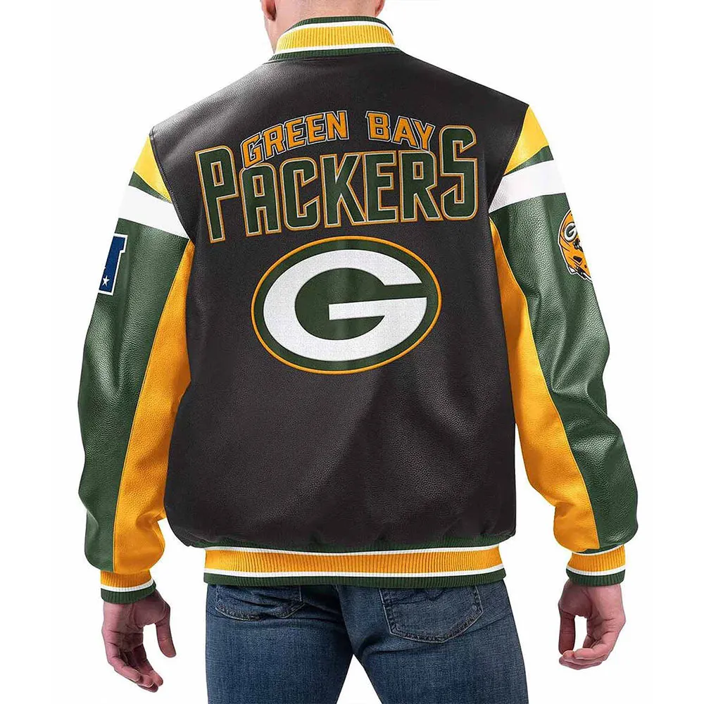 Green-Bay-Packers-Black-Varsity-Leather-Jacket