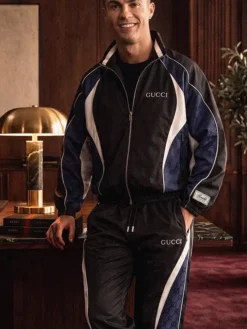 Gucci x Cristiano Ronaldo CR7 Black And Blue Polyester Tracksuit front view