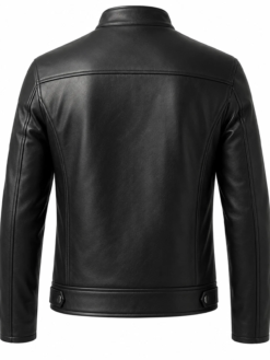 Halloween Black Leather Gold Devil Skull Logo Jacket Back