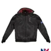 Halloween Men’s Cyberpunk 2077 Samurai Cosplay Black Leather Jacket front view