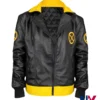 Halloween X-Men 97 Rogue Cropped Black And Yellow Leather Cosplay Costume Jacket front view