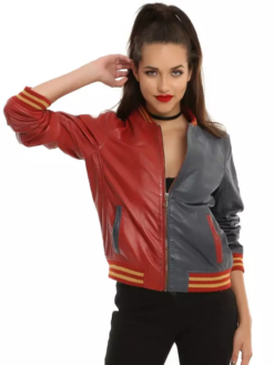 Hot Topic DC Comics Suicide Squad Harley Quinn Leather Bomber Jacket For Sale