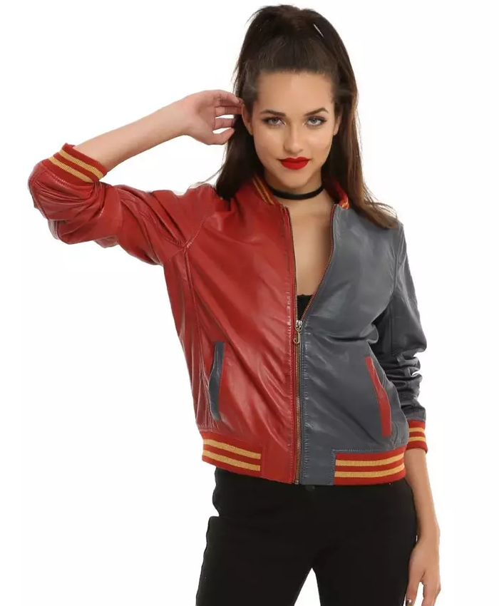 Hot Topic DC Comics Suicide Squad Harley Quinn Leather Bomber Jacket For Sale