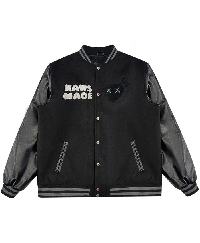 Human Made X Kaws Made Black Letterman Varsity Jacket