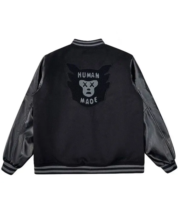 Human Made X Kaws Made Black Varsity Jacket Back