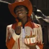 IShowSpeed KFC Commercial Red And White Western Fringe Leather Jacket front view