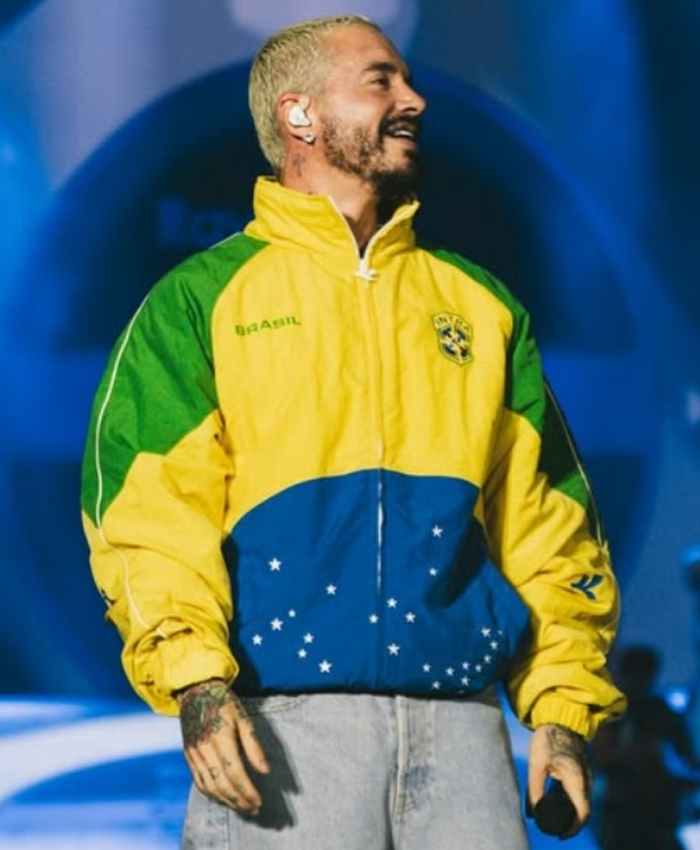 J Balvin Rock Show In Rio Intra x Brazil National Team Windbreaker Jacket For Sale