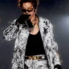 J-Hope BTS ARIRANG World Tour Chicago Distressed And Textured Leather Jacket front view