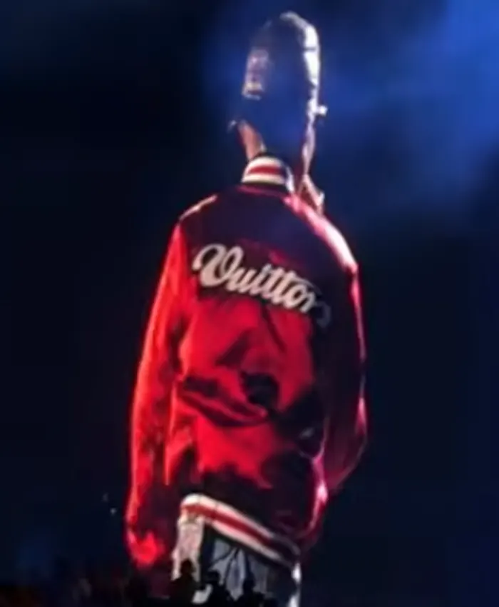 JAY-Z 30 Show Pharrell Williams Red satin varsity jacket Back