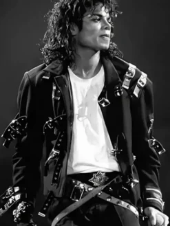Jaafar Jackson Michael Black Leather Belted Jacket