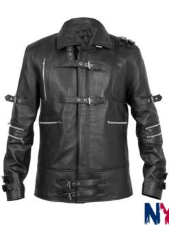 Jaafar Jackson Michael Black Leather Belted Style Jacket