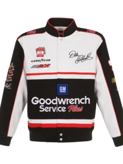Jacksonville Jaguars Parker Washington Dale Earnhardt White And Black NASCAR GM Goodwrench Jacket front view