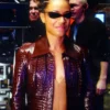 Jada Pinkett Smith Movie The Matrix 4 2021 Niobe Slim-Fit Red Leather Jacket front view