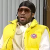 Jalen Brunson NBC Saturday Night Live Season 52 Premiere Parachute Yellow Puffer Vest front view