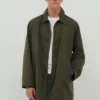 Jannik Sinner Gucci Spring Show Milan Fashion Week 2027 Olive Green Cotton Coat front view