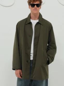 Jannik Sinner Gucci Spring Show Milan Fashion Week 2027 Olive Green Cotton Coat front view