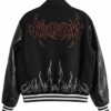 Jason Voorhees Embroidered Mask Patch Black Wool Jacket Back