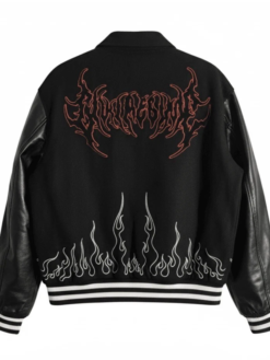 Jason Voorhees Embroidered Mask Patch Black Wool Jacket Back