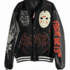 Jason Voorhees Embroidered Mask Patch Black Wool Varsity Jacket