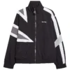 Jaxson Dart New York Giants NAHMIAS MVP Nylon Black Bomber Track Jacket front view