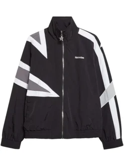 Jaxson Dart New York Giants NAHMIAS MVP Nylon Black Bomber Track Jacket front view