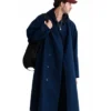 Jay Movie Masterplan 2026 Victor Belmondo Blue Cotton Double Breasted Button Coat Front